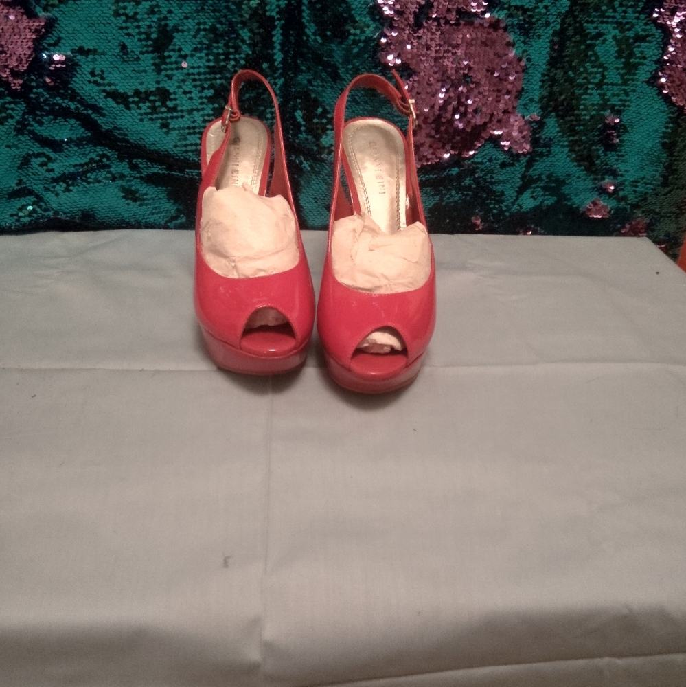 Gianni Bini Pink Patent Leather Platform Slingback 8.5